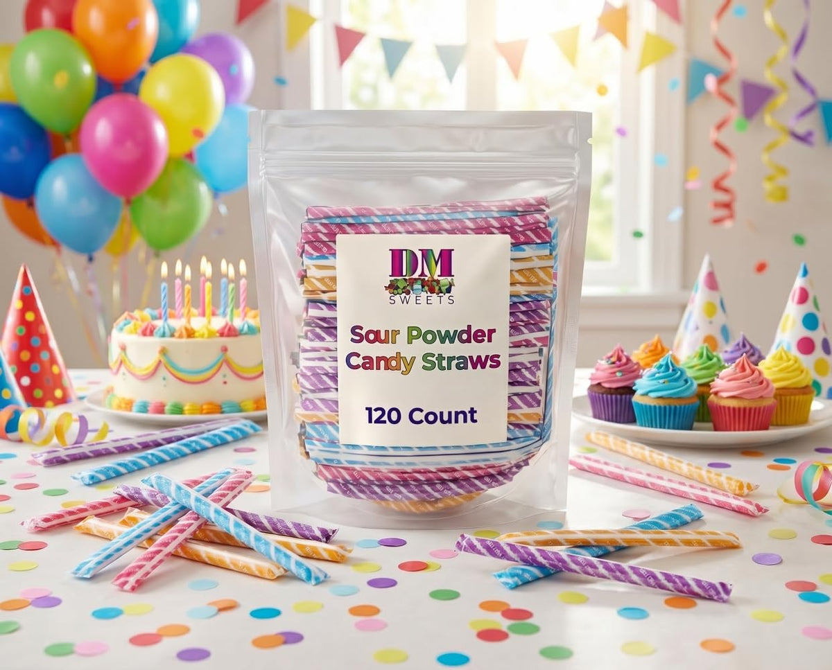 DM Sweets party-ready display for kids' events and classroom rewards.