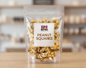 DM Sweets Peanut Squares with crunchy bite-sized pieces for sharing.