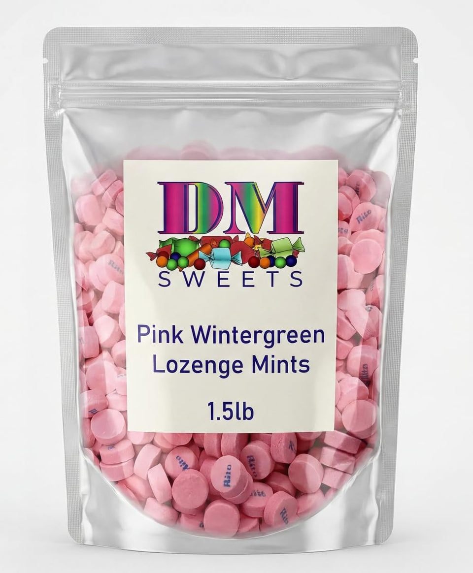 DM Sweets Pink Wintergreen Mints bulk bag shown for display and sharing at events
