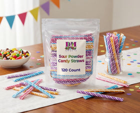 DM Sweets tropical punch orange cherry grape flavors for a colorful candy table.