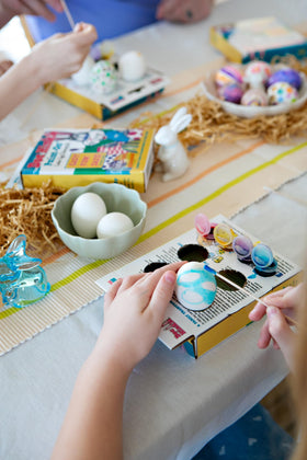 Doc Hinkle Paint-On Dye bright colors drying fast on eggs.