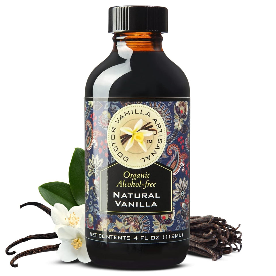 DOCTOR VANILLA ARTISANAL organic vanilla flavor bottle with Madagascar Bourbon aroma for versatile cooking