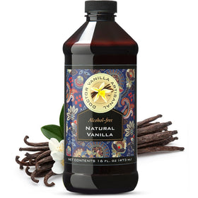 Doctor Vanilla Artisanal natural vanilla bottle showcases alcohol-free flavor for everyday baking.