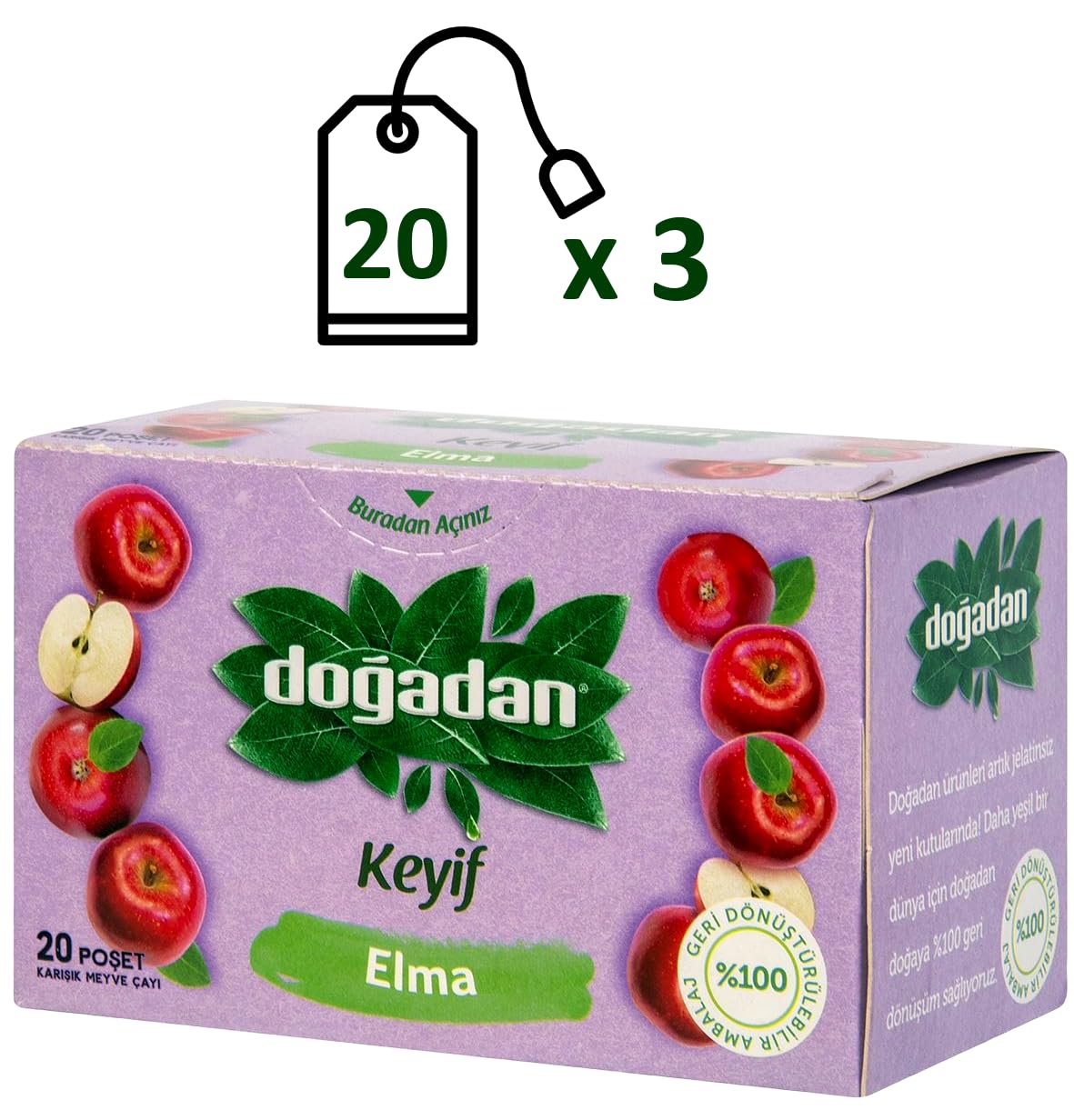 Dogadan Apple Tea cup ready to sip, showcasing crisp apple flavor for a refreshing moment.