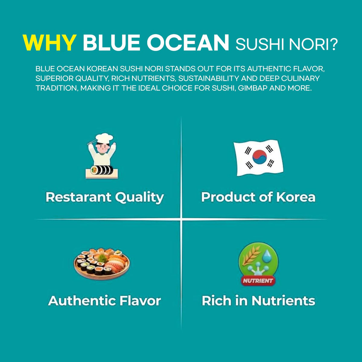 DOKDO SUPPLY Blue Ocean Nori non-GMO natural sheets for wholesome meals