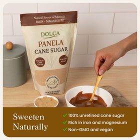 Dolca Panela in baking scene, versatile pantry staple for recipes.