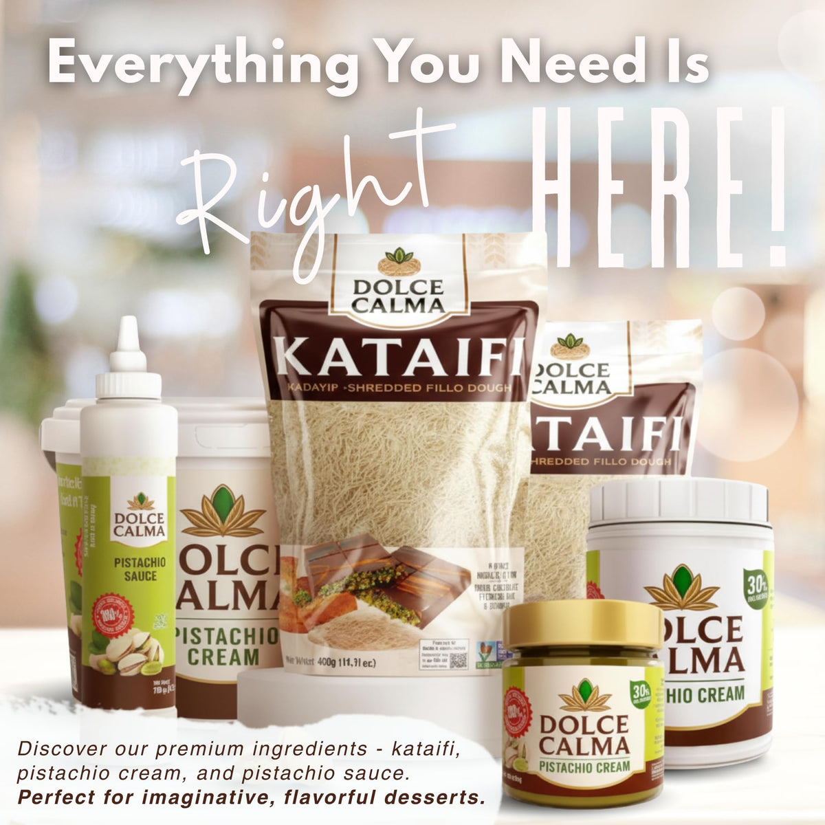 Dolce Calma pre-cut kataifi strands reduce prep time.
