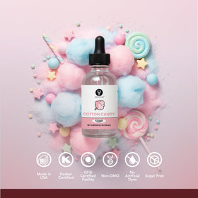 Dolce Flav bottle in a baking scene suggesting cotton candy flavor in desserts