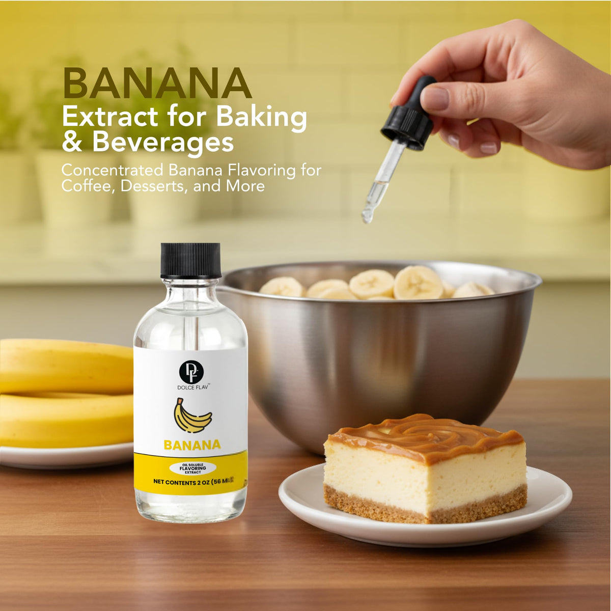 Dolce Flav banana extract dropper for precise flavoring.