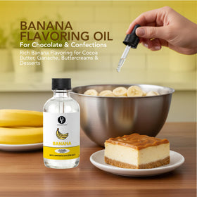 Dolce Flav banana extract label highlights kosher and USA-made quality for confident use.