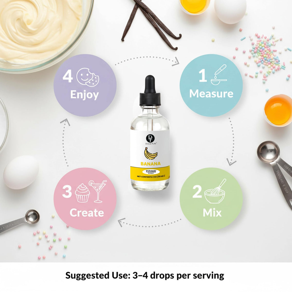 Dolce Flav banana extract produced in USA with natural ingredients.