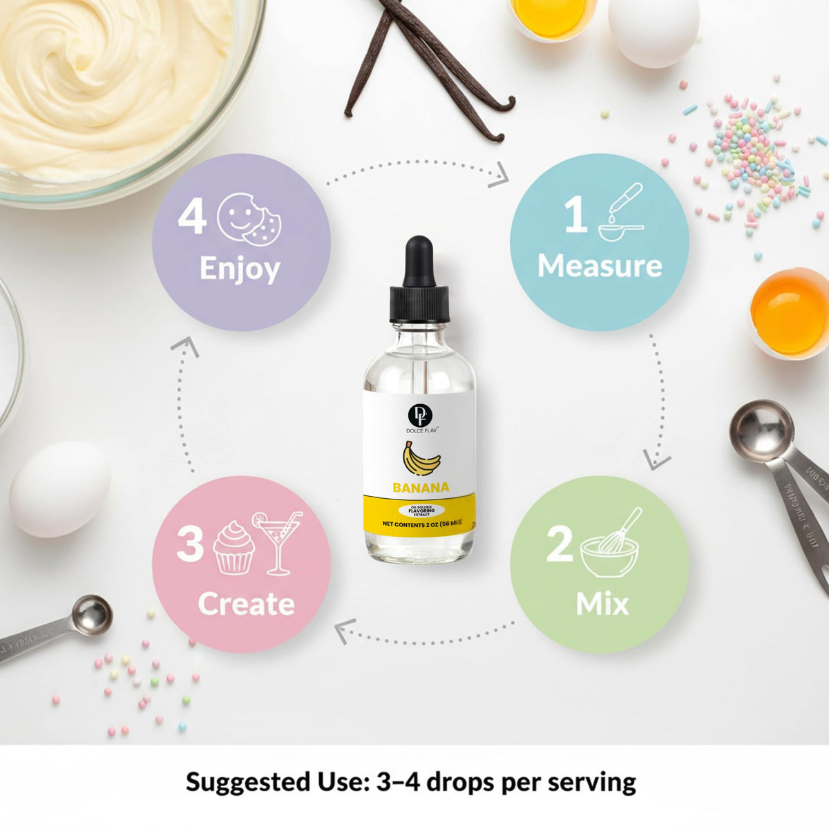 Dolce Flav banana extract USA-made for sugar-free desserts.