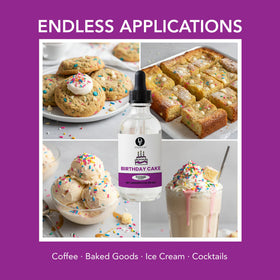 Dolce Flav Birthday Cake Extract cupcake flavoring for moist, festive treats.