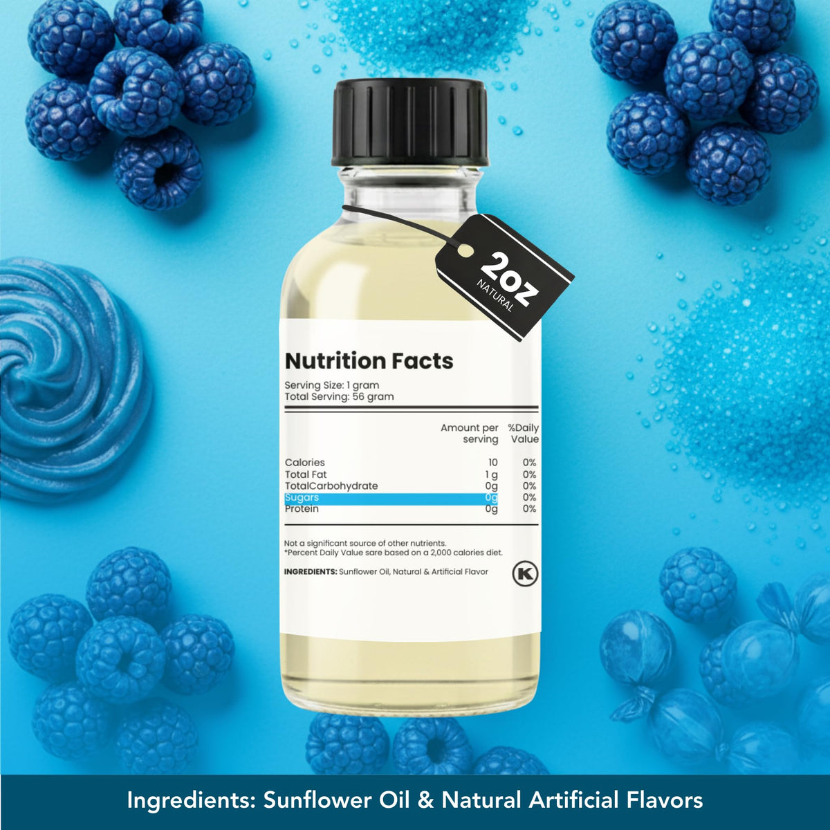 Dolce Flav Blue Raspberry Extract melts into candy molds for vivid flavor.