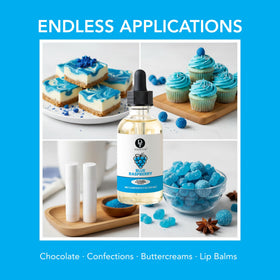 Dolce Flav Blue Raspberry Extract label highlights kosher and sugar-free flavoring options.