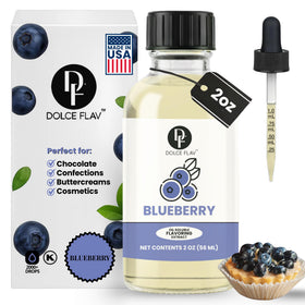 Dolce Flav Blueberry Extract bottle for rich, sugar-free flavor in baking.