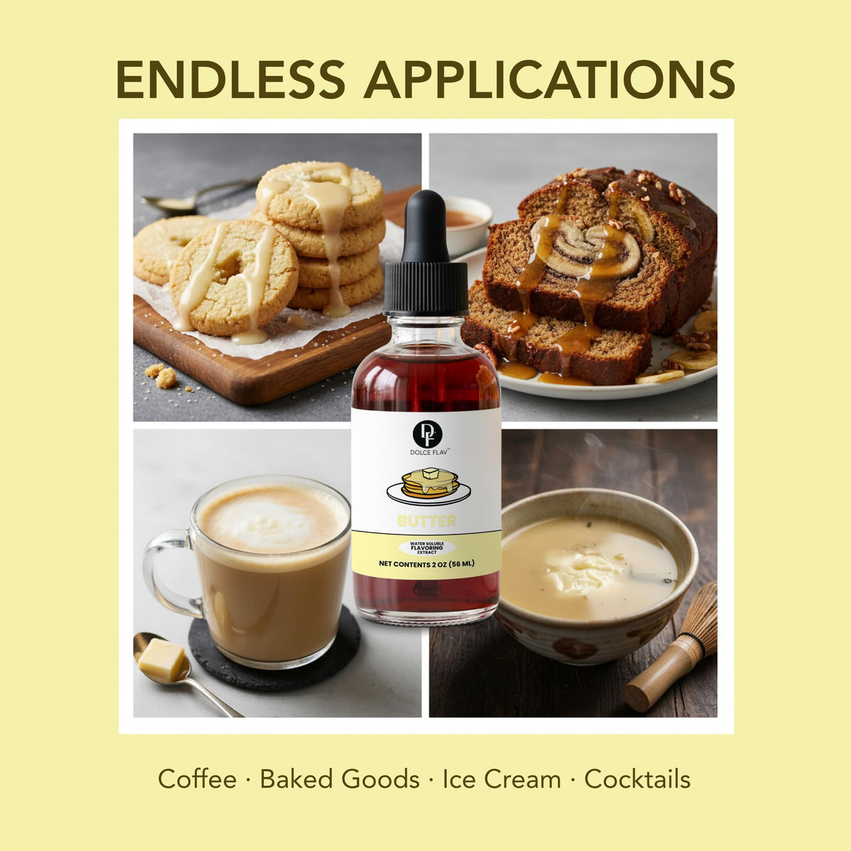 Dolce Flav Butter Extract measuring drops shows easy controlled flavor addition