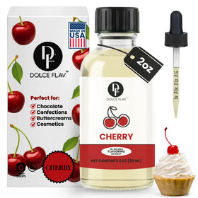 Dolce Flav Cherry Extract bottle with dropper for precise dessert flavoring.