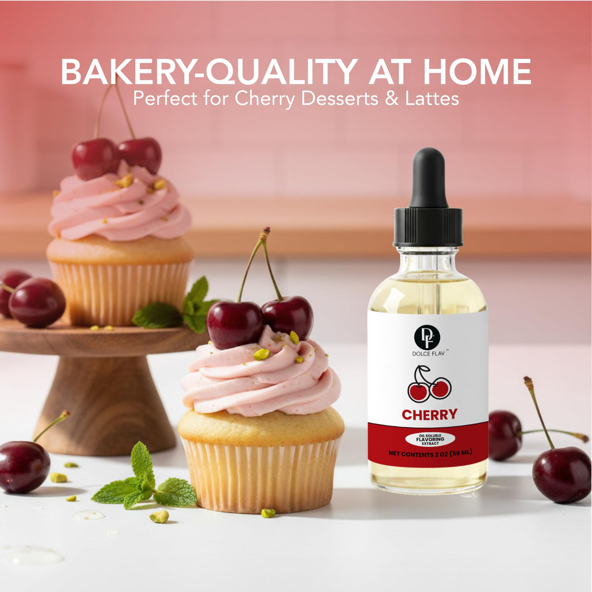 Dolce Flav Cherry Extract enhances marinades and dressings with cherry accents.
