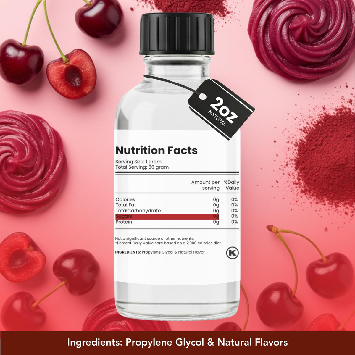 Dolce Flav Cherry Extract kitchen use illustration suggests versatile flavoring.