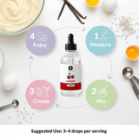 Dolce Flav Cherry Extract drops enhance syrups and toppings with cherry notes.