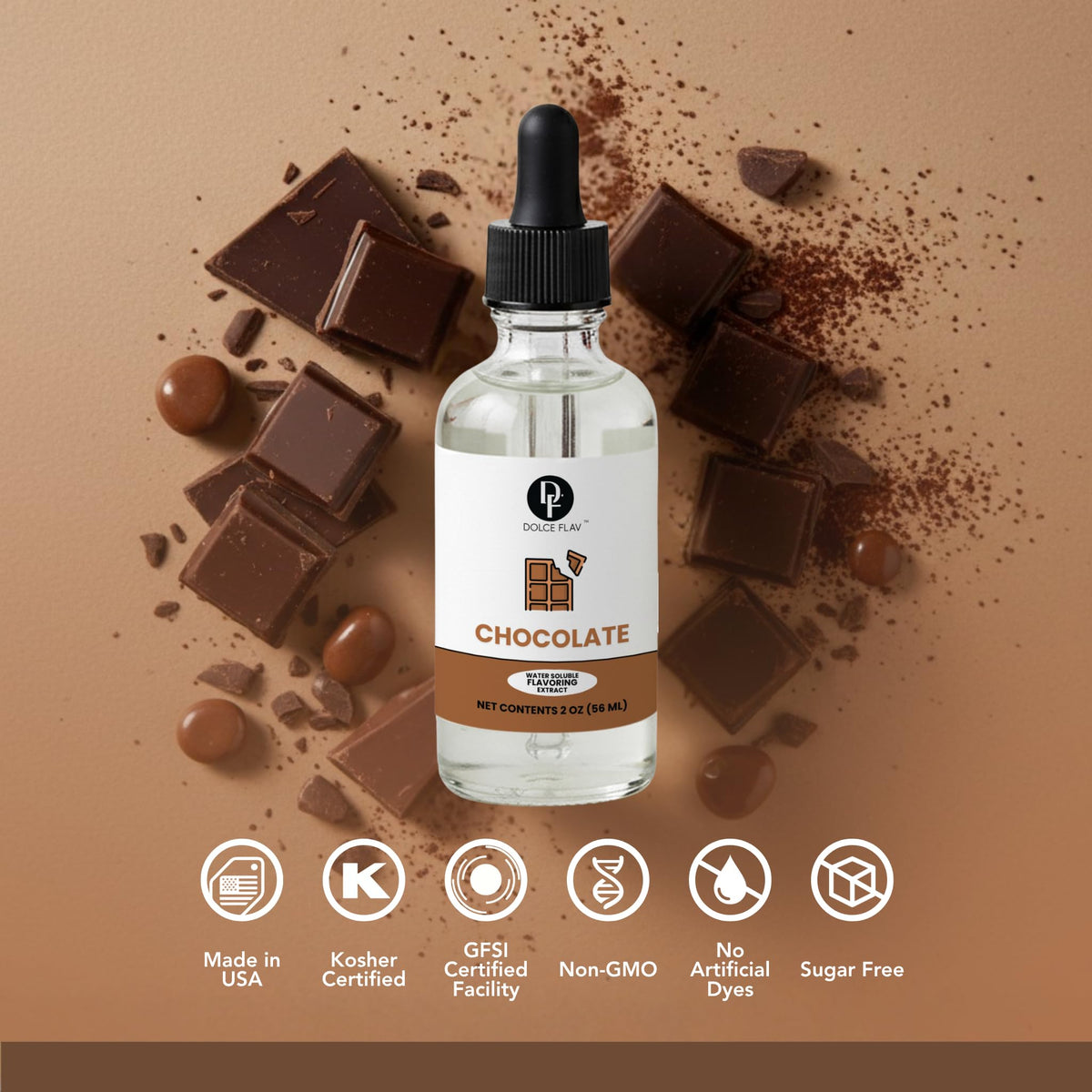 Dolce Flav chocolate extract elevates brownies and cookies with richer cocoa.