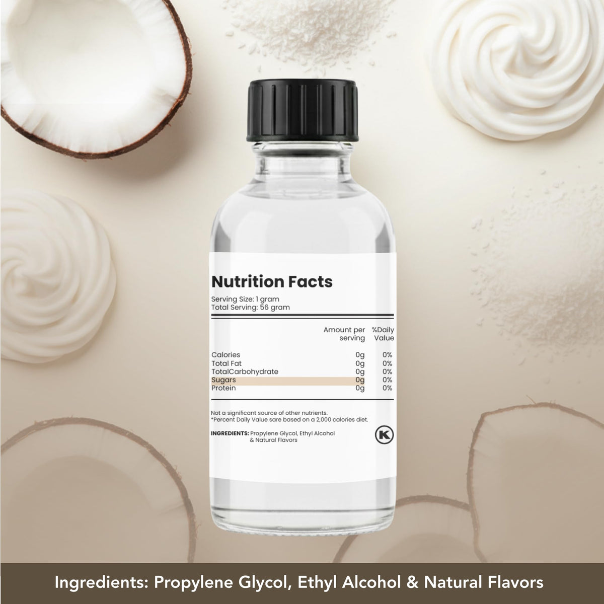 Dolce Flav coconut extract used in beverages with dropper for easy dosing.