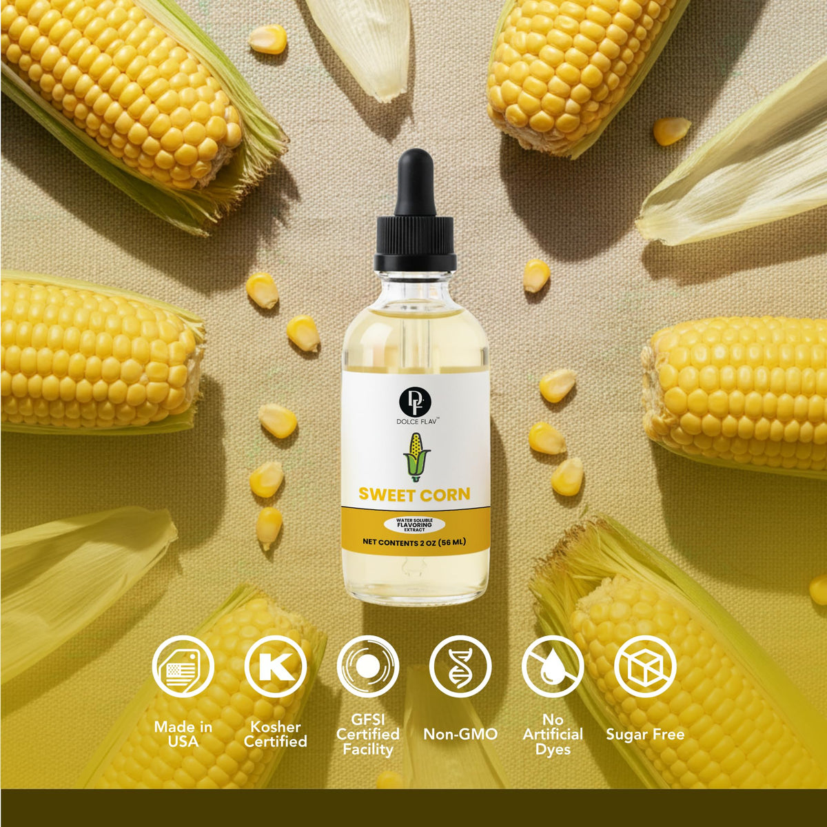 Dolce Flav corn flavoring in batter elevates breads and desserts.