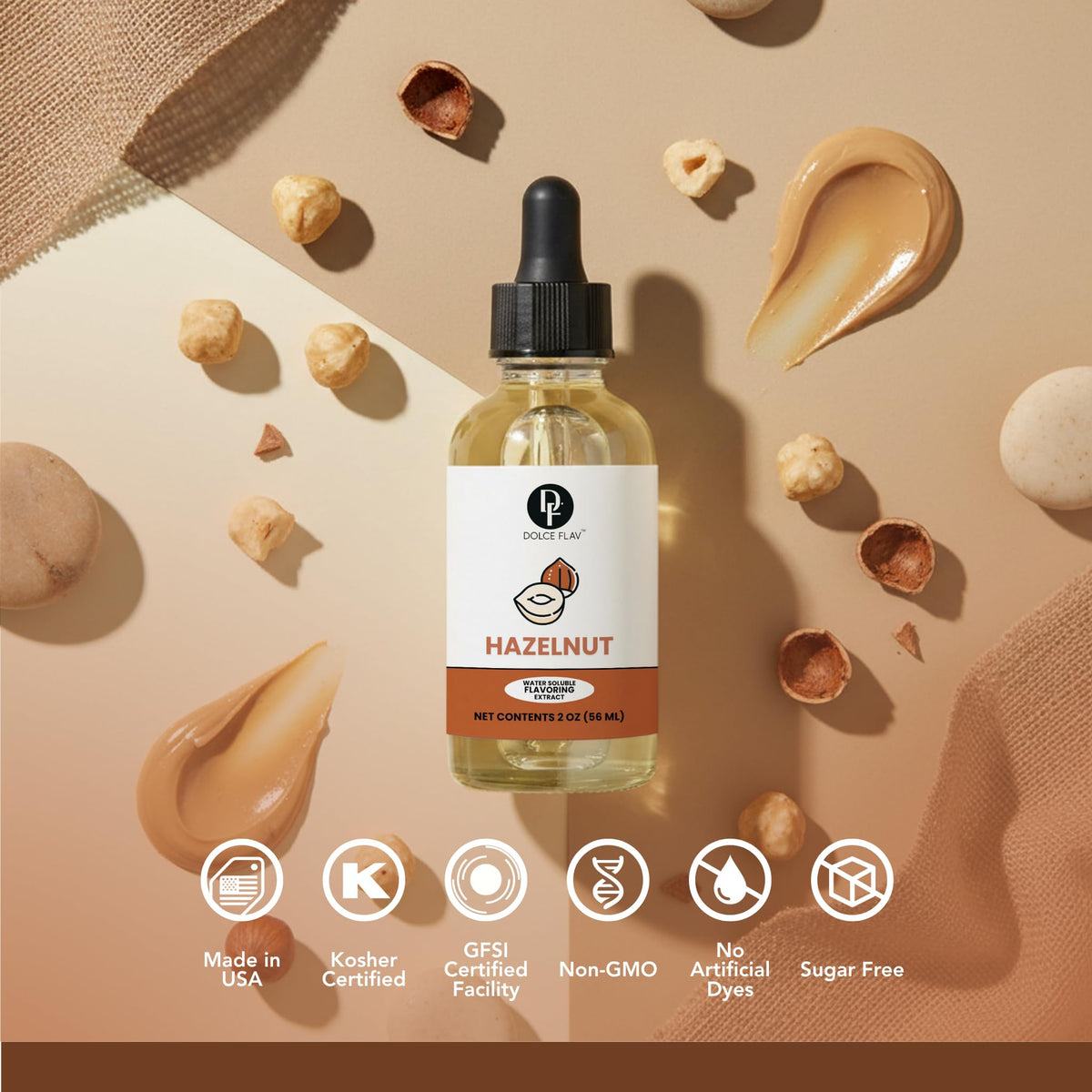 Dolce Flav hazelnut extract being added to coffee for aroma