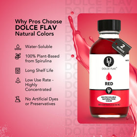 Dolce Flav icing color mixing for smooth, even red frostings.