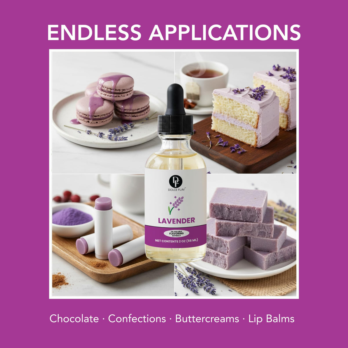 Dolce Flav lavender flavoring for baking using subtle aromas.