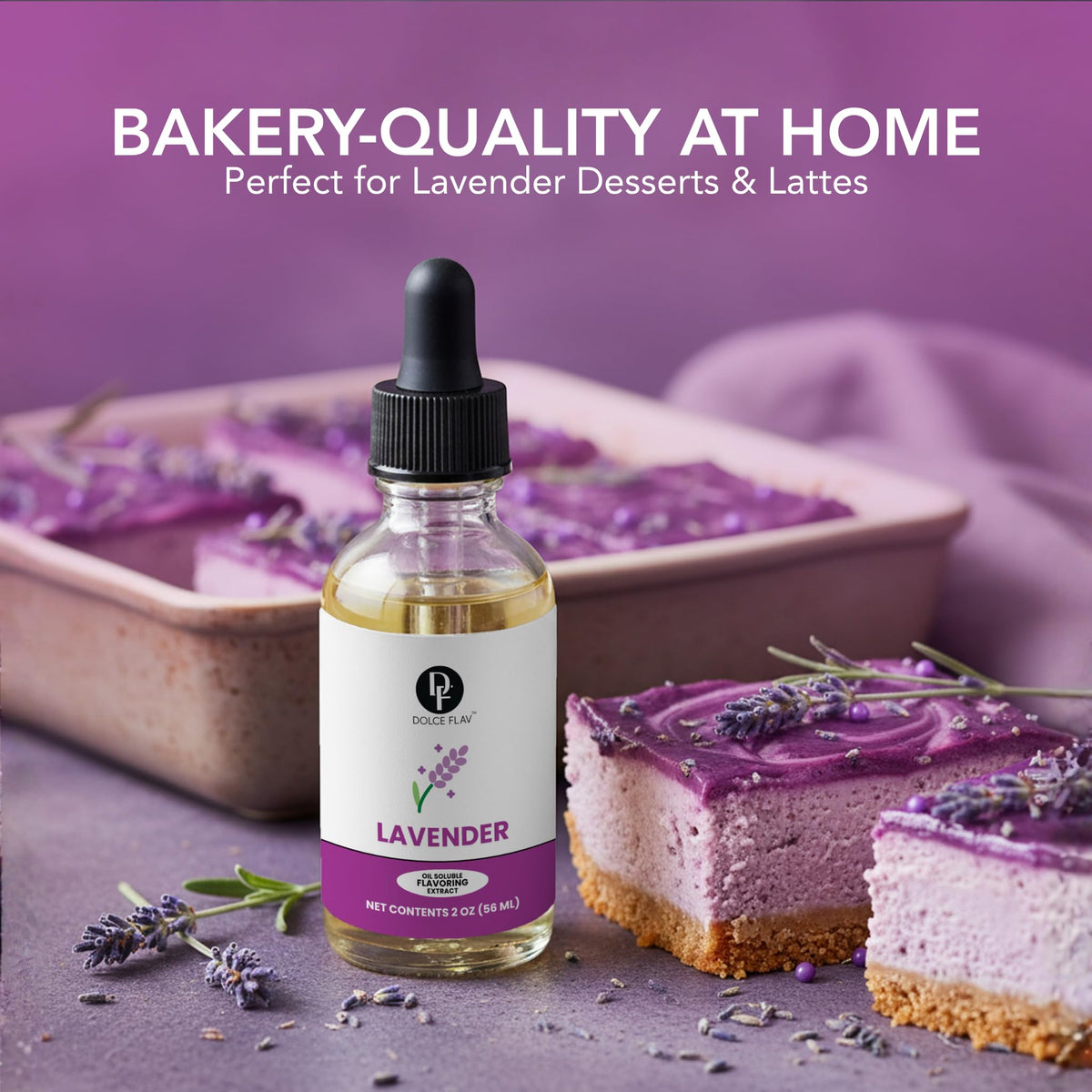 Dolce Flav lavender ice cream blends smoothly for desserts.