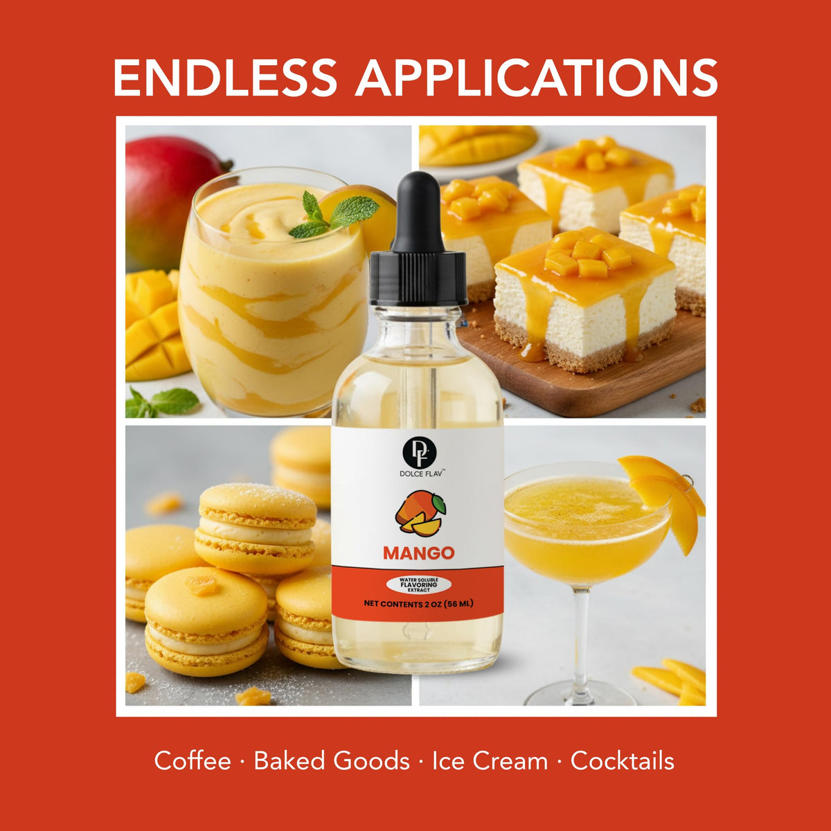Dolce Flav Mango Extract in beverages provides a sugar-free mango twist.