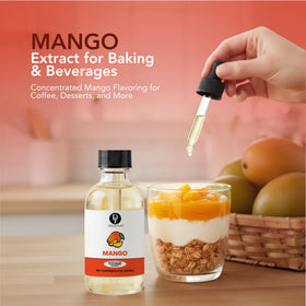 Dolce Flav Mango Extract pour showcases alcohol-free mango flavor for beverages.