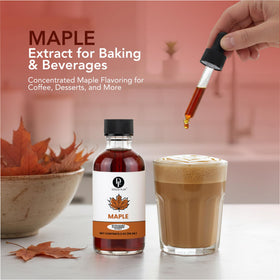 Dolce Flav Maple Extract drops ready to enhance desserts and drinks.