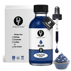 Dolce Flav natural blue bottle pour colors frostings smoothly