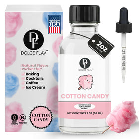 Dolce Flav natural cotton candy extract bottle with dropper for precise flavoring