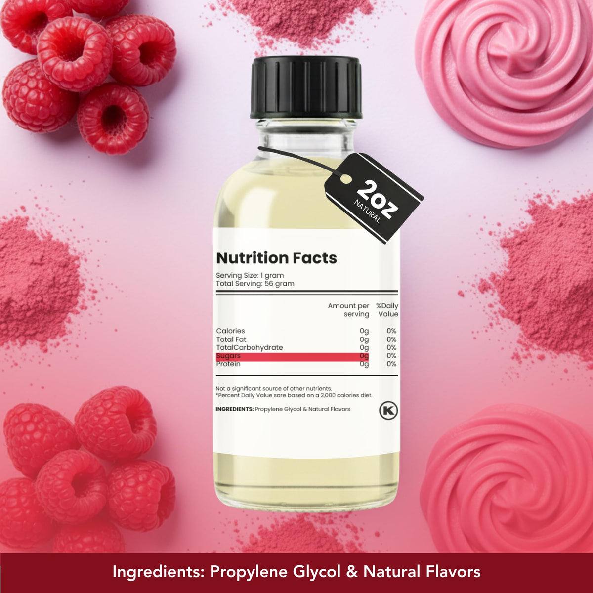 Dolce Flav Raspberry Extract used in frosting and icing for vibrant berry notes.