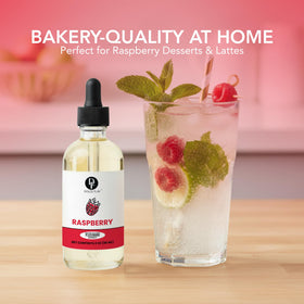 Dolce Flav Raspberry Extract over ice cream or sorbet mix.