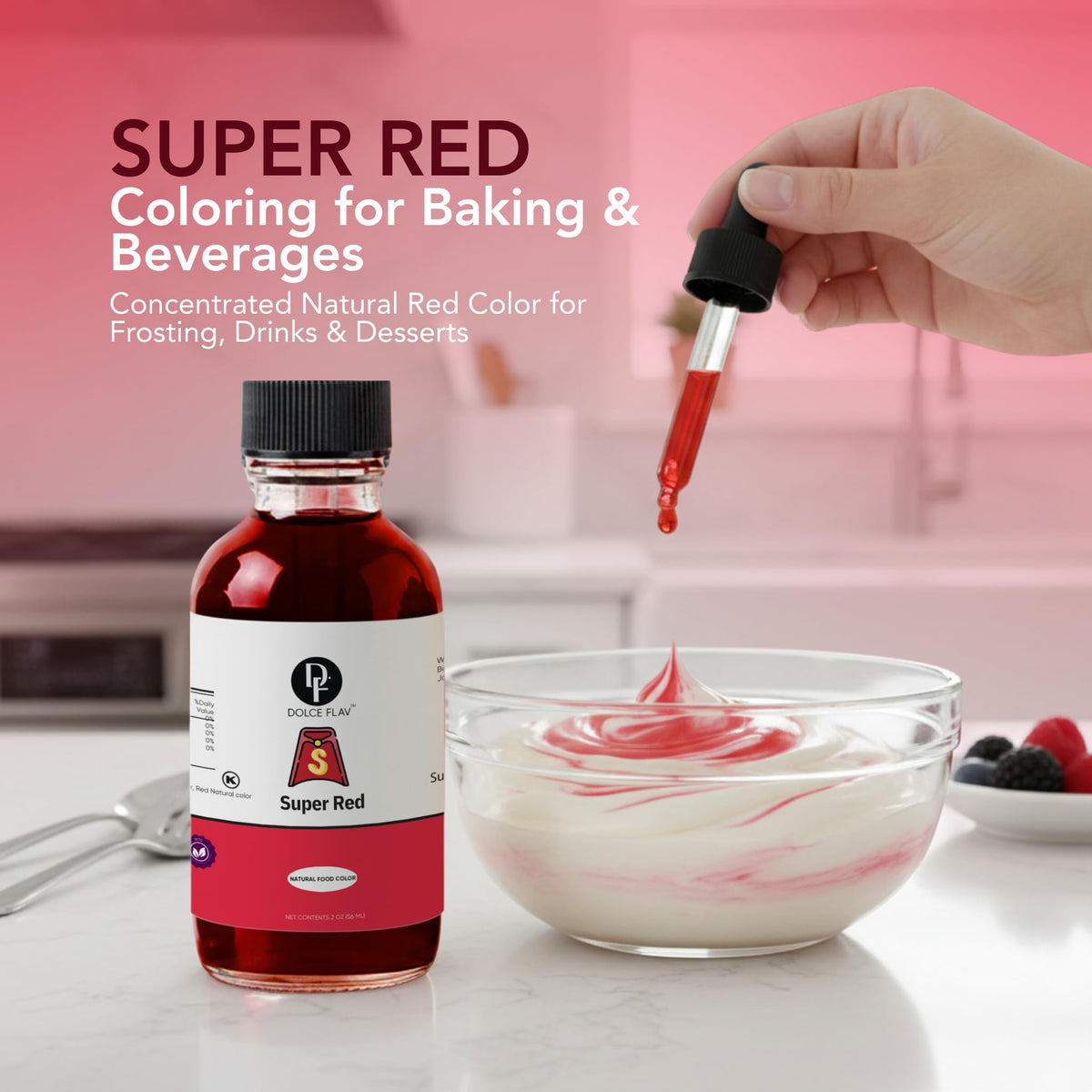 Dolce Flav red dissolves easily for smooth beverage mixing.