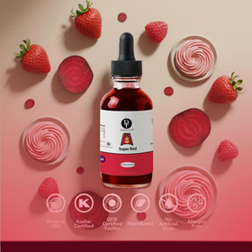 Creamy frosting swirls infused with Dolce Flav red tint.