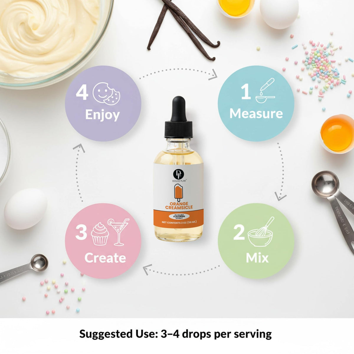 Dolce Flav measured dropper bottle for controlled flavoring