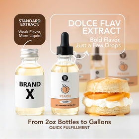 Dolce Flav Peach Extract blends into marinades and dressings for subtle fruitiness.