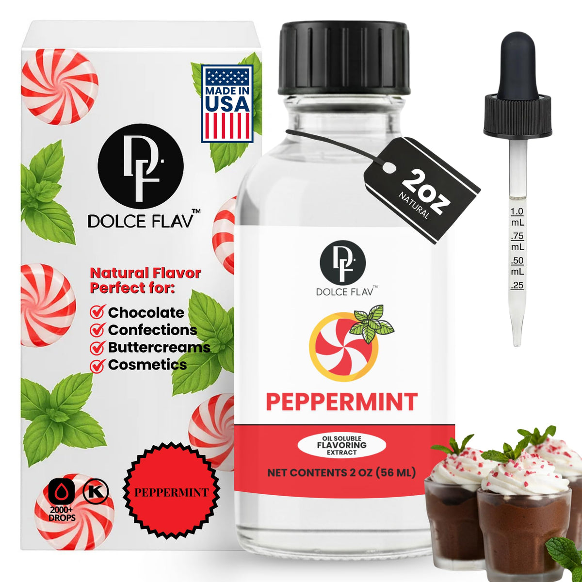 Dolce Flav peppermint extract bottle for baking and confections
