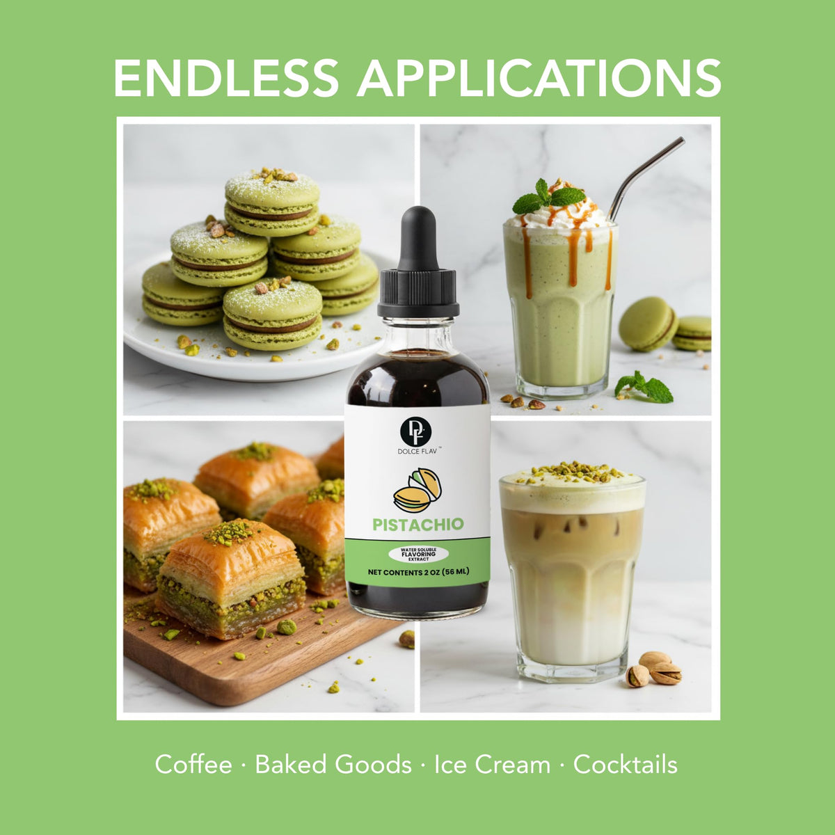 Dolce Flav pistachio extract brightens frosting and pastries