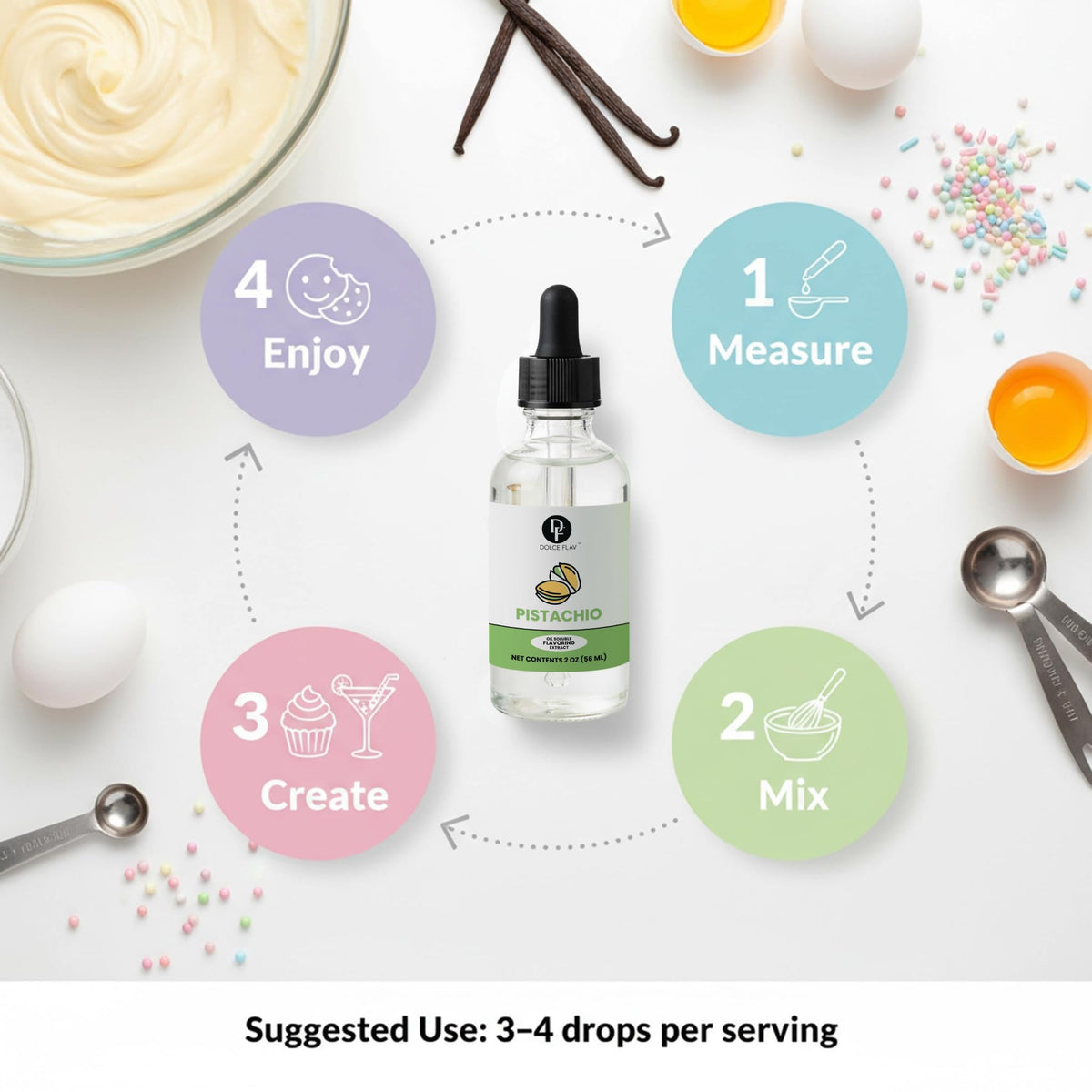 Dolce Flav premium pistachio flavoring supports gourmet dessert creations