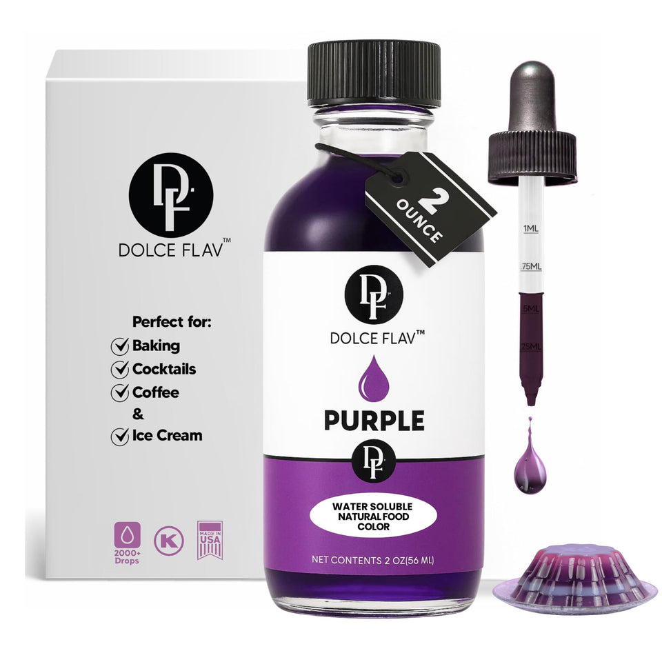 Dolce Flav natural purple color bottle pour for vibrant baking