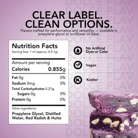 Dolce Flav purple color dropper showing precise dosing for drinks