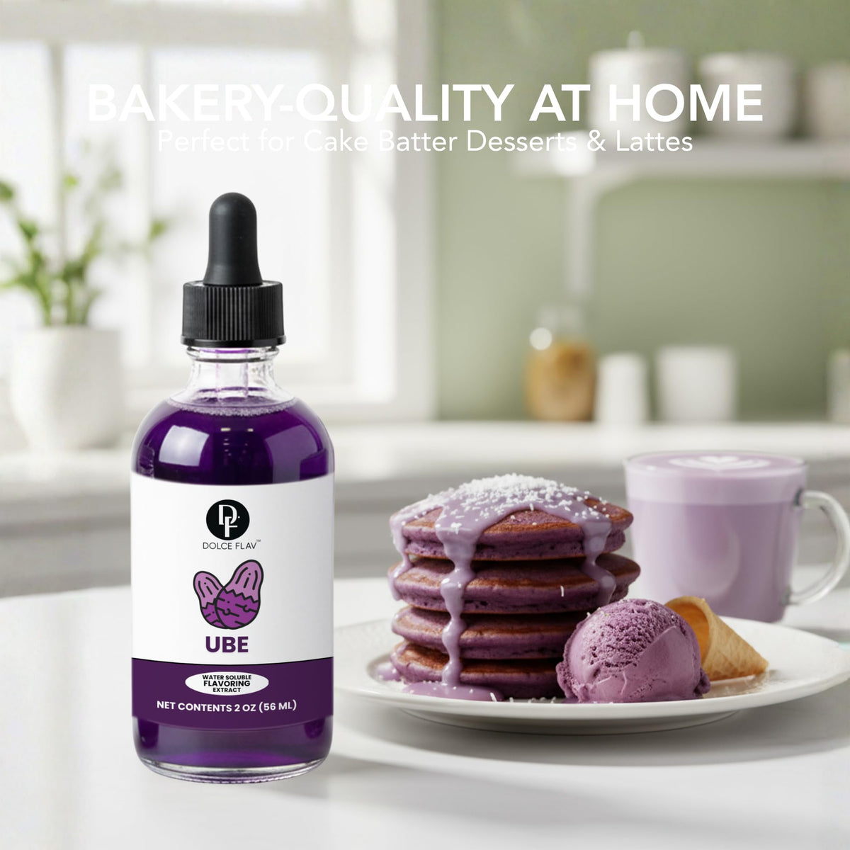 Dolce Flav Purple Ube Extract works in hot and cold drinks smoothly.