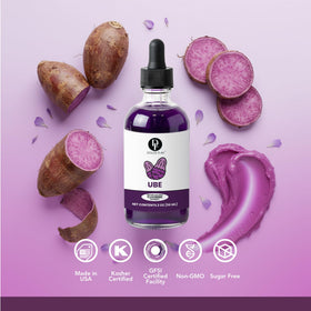 Dolce Flav Purple Ube Extract splash elevates ice cream with purple hue.